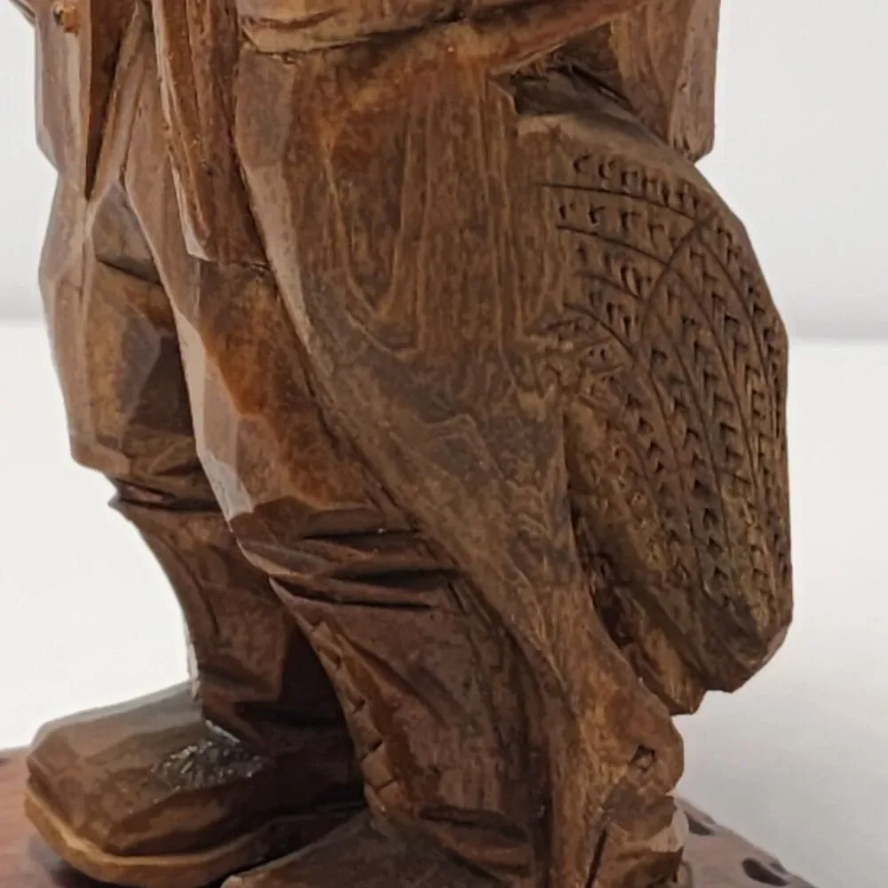 Vintage 1970's Hand Carved Wooden Hunter With Pheasant 12'' Figurine MCM